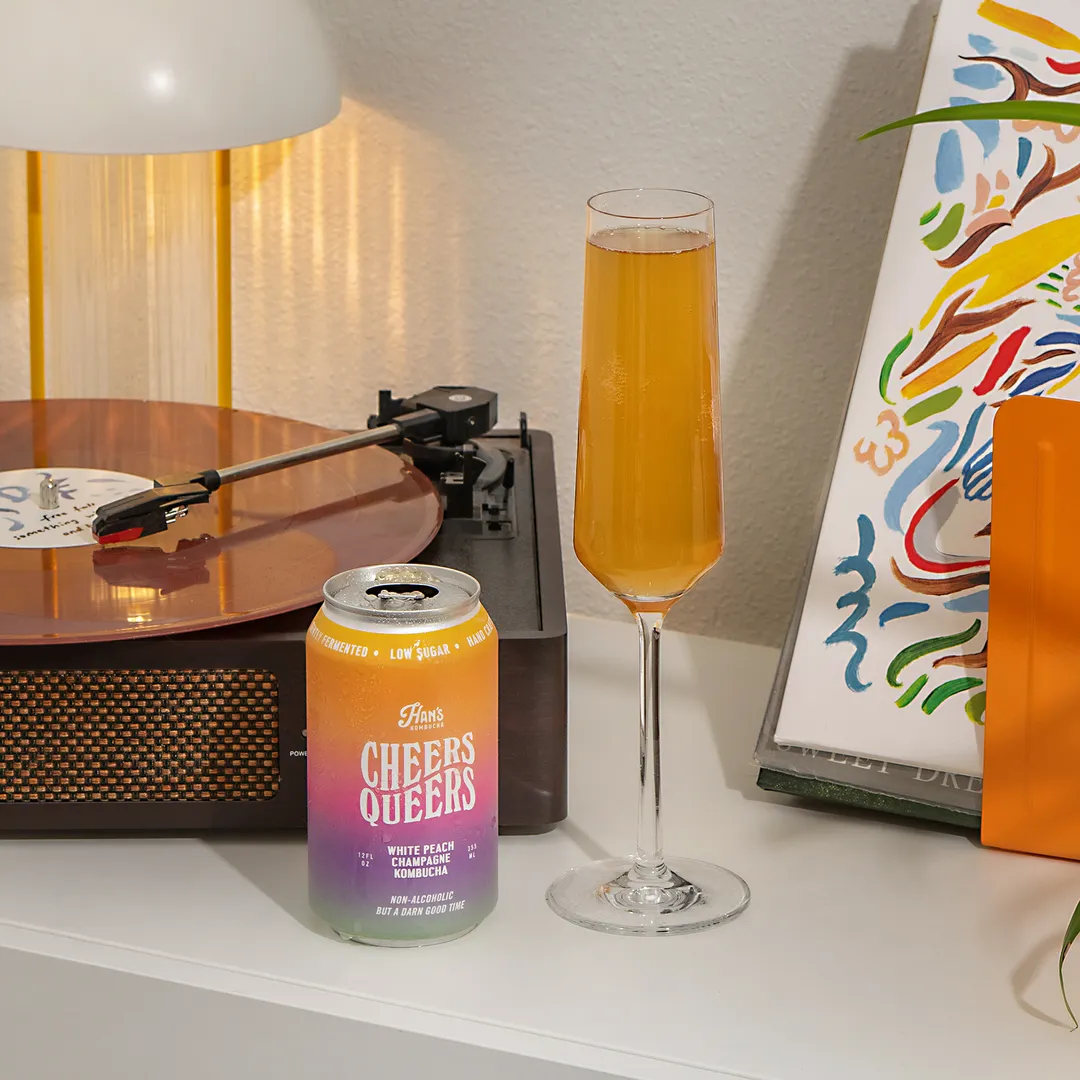 Han's Cheers Queers- White Peach Champagne Kombucha