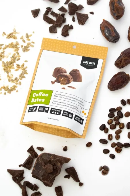 Chocolate Covered California Medjool Date: filled with sunflower butter + Organic espresso (3 per pouch)