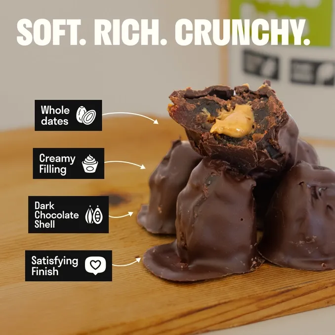 Chocolate Covered California Medjool Date: filled with sunflower butter + Organic espresso (3 per pouch)