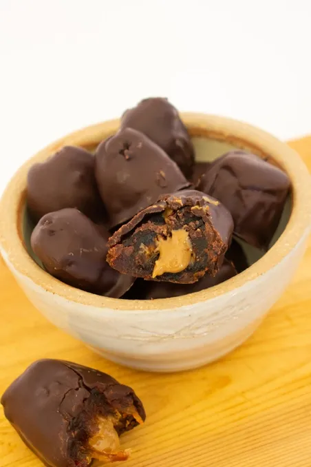 Chocolate Covered California Medjool Date: filled with spiced sunflower butter (3 per pouch)
