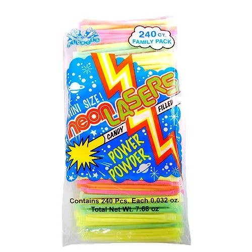 Albert's Mini Neon Laser Powder Straws 7.68oz - 3ct