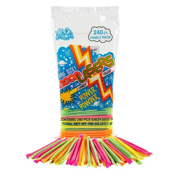 Albert's Mini Neon Laser Powder Straws 7.68oz - 3ct