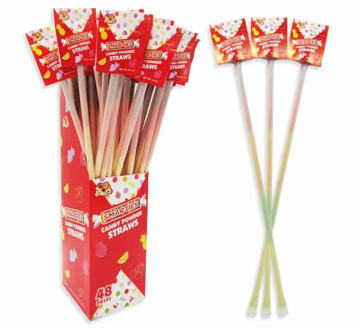 Albert's Smarties Candy Powder Straws 0.37oz - 48ct