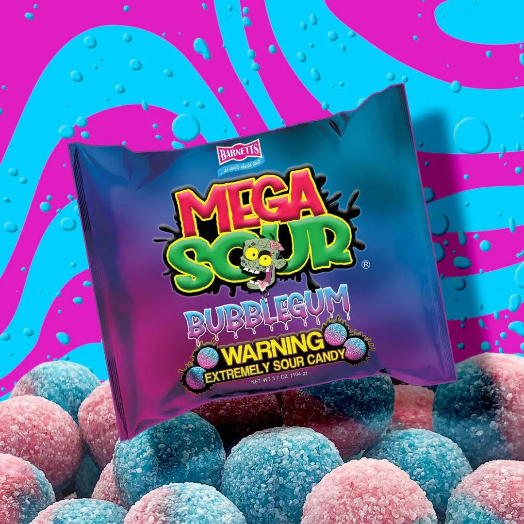 Barnetts Mega Sour Bubble Gum 104g - 12ct