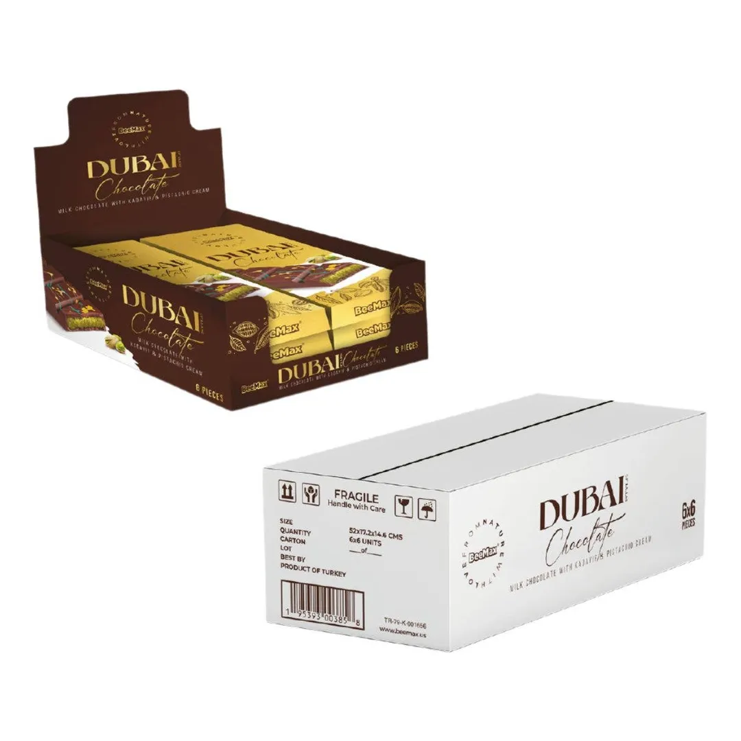 Beemax Dubai Milk Chocolate w Kadayif & Pistachio  3.36oz  - 72ct
