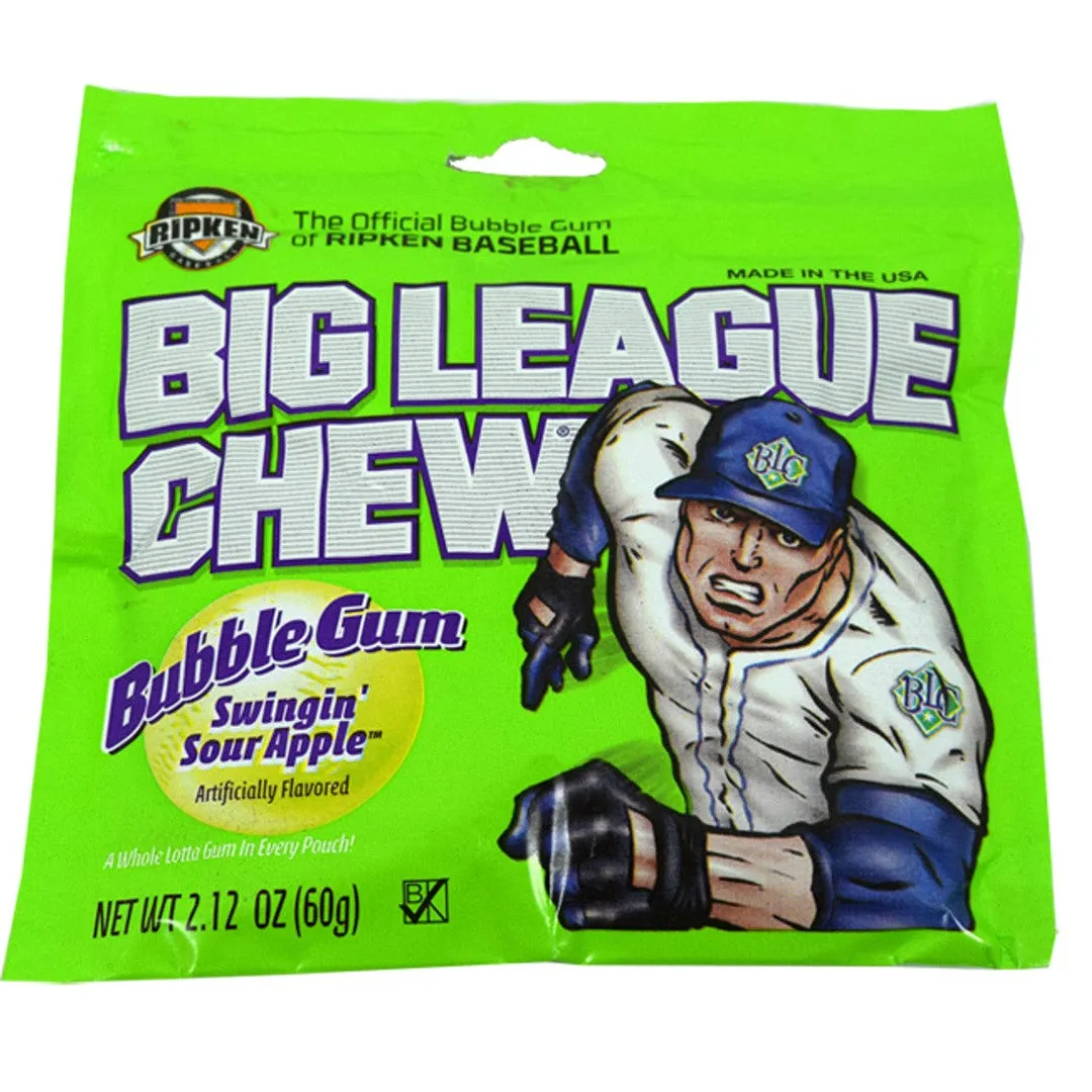 Big League Chew Sour Apple Bubble Gum  2.12oz - 12ct