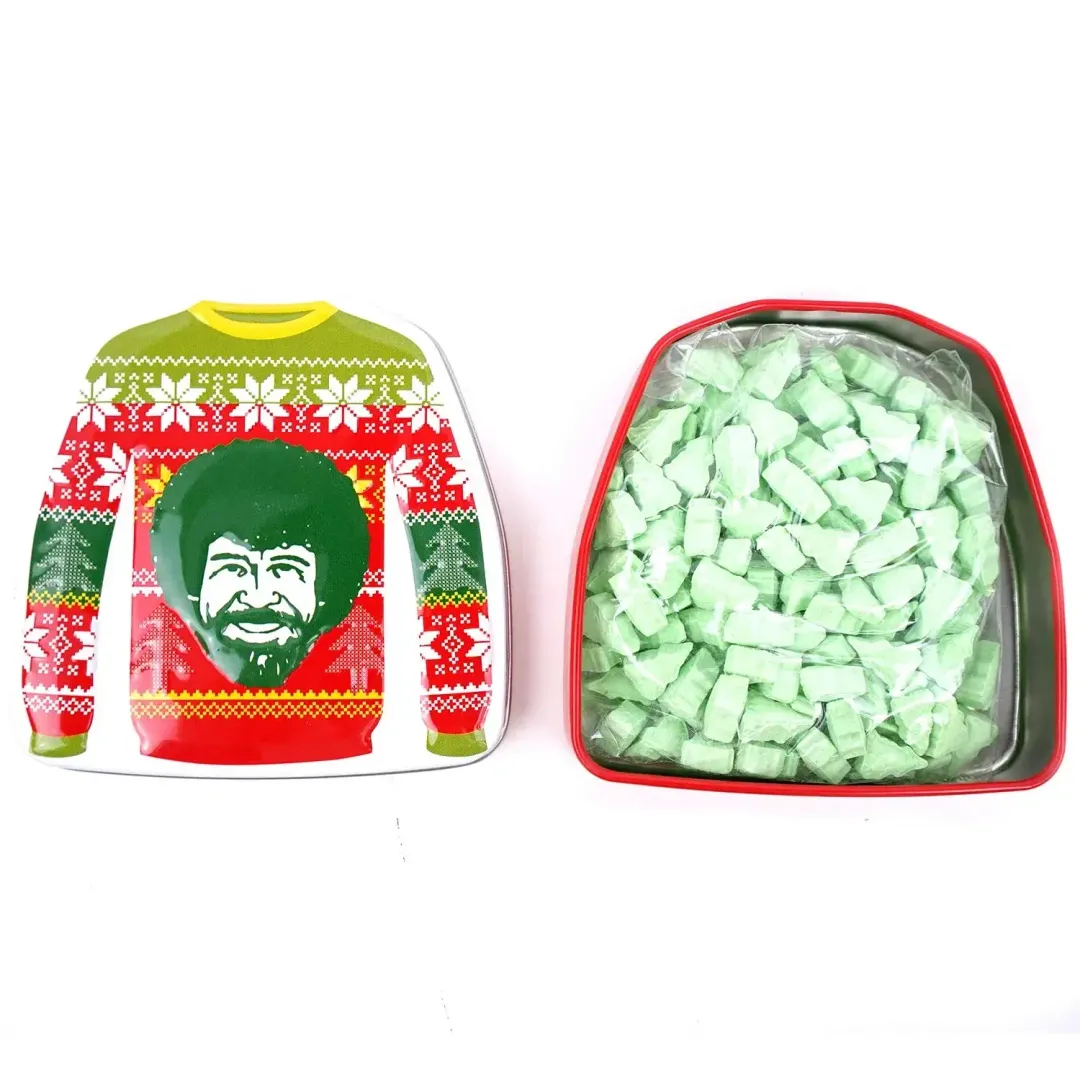 Boston America Bob Ross Ugly Xmas Sweater Candy Tins 1.5oz - 12ct