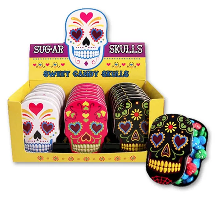 Boston America Sugar Skull Candy Skull Tins 1.5oz - 18ct