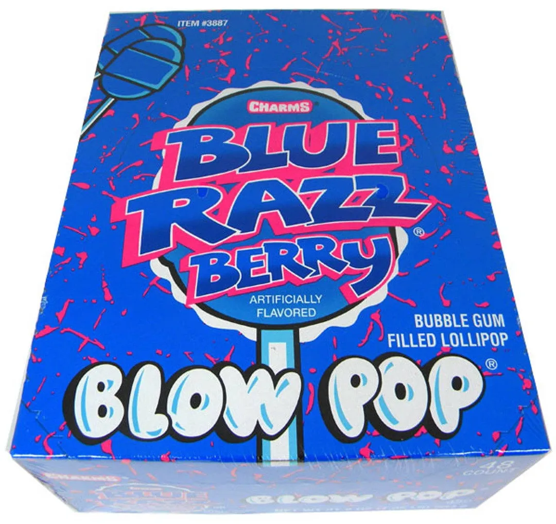 Charms Blow Pop Lollipops Blue Raspberry  - 48ct