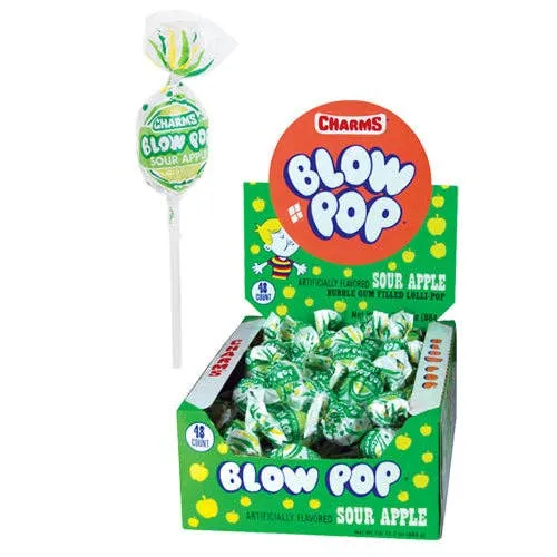 Charms Blow Pops Sour Apple - 48ct