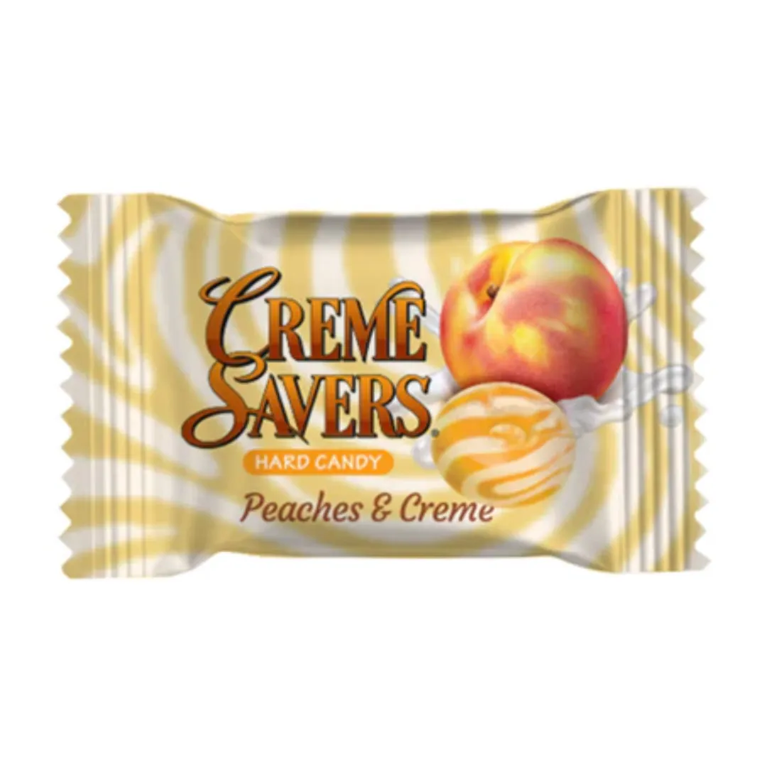 Creme Savers Peaches & Creme Hard Candy Peg Bag 6.25oz - 12ct