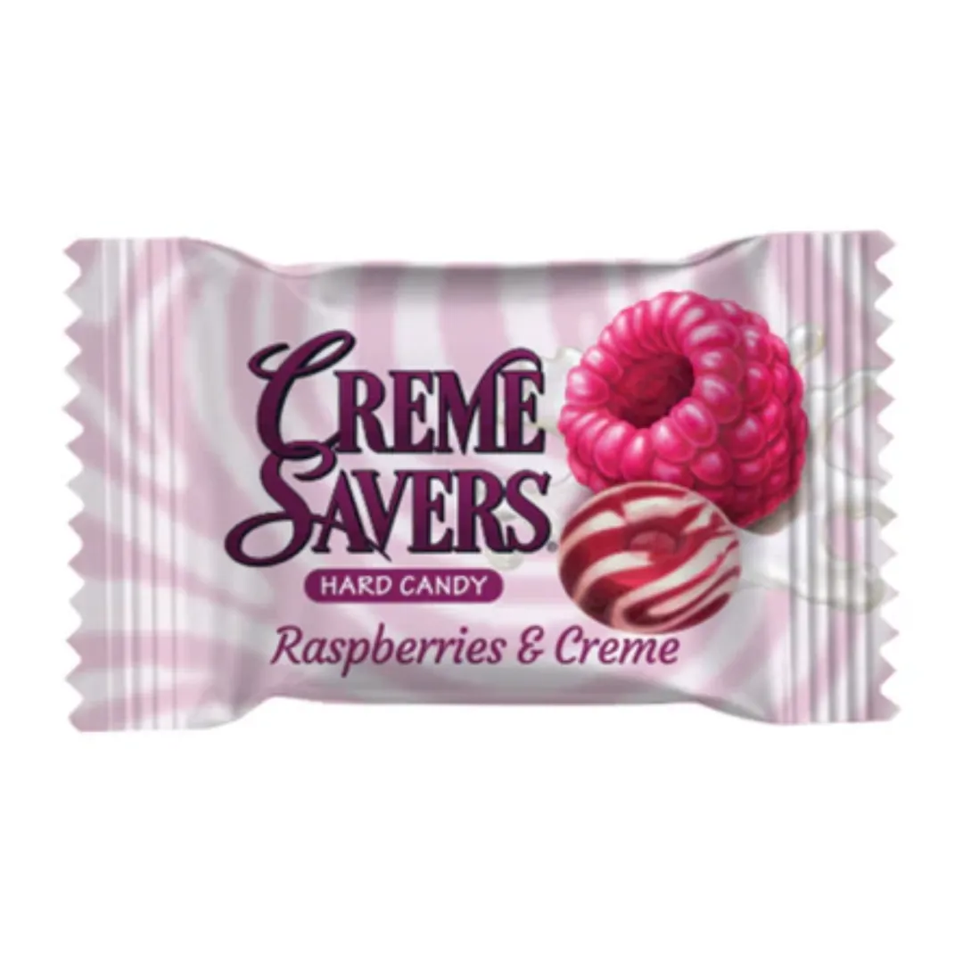 Creme Savers Raspberries & Creme Hard Candy Peg bag 6.25oz - 12ct