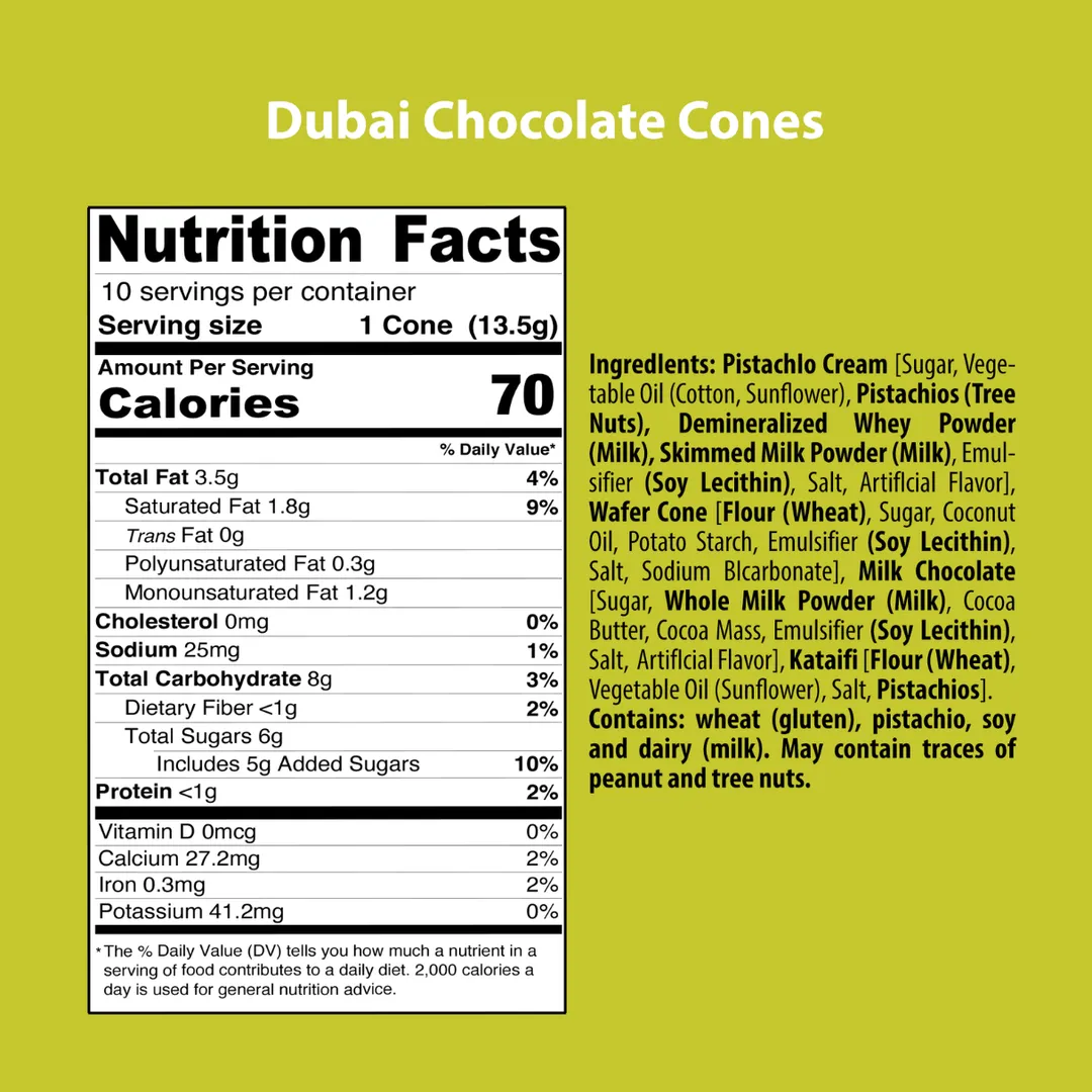 Dubai Chocolate Mini Cones 4.7oz - 16ct