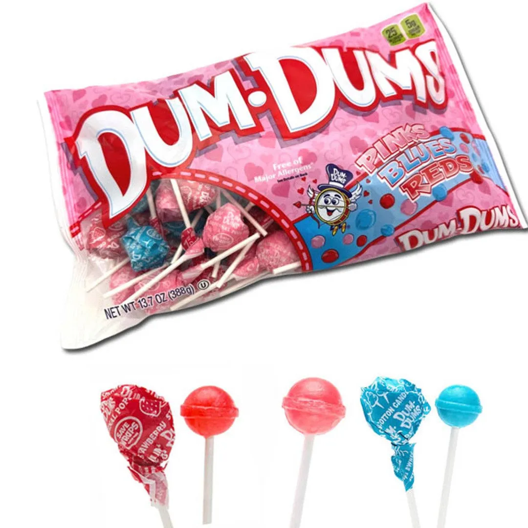 Dum Dum Pops Pink, Red & Blue Bag-13.7oz 6ct