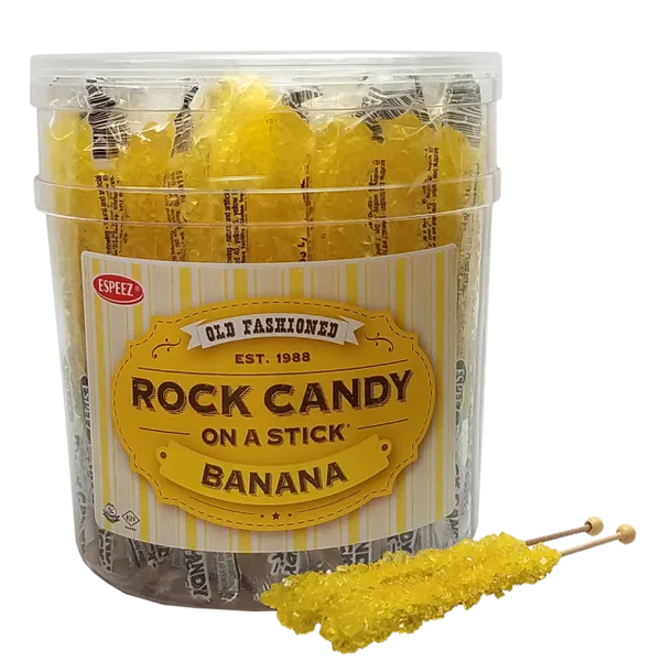 Espeez Rock Candy Sticks Yellow Banana Jar 0.8oz - 36ct