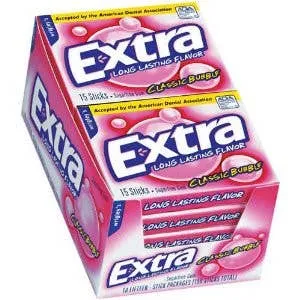 Extra Sugarfree Gum Classic Bubble Slim Pack - 10ct