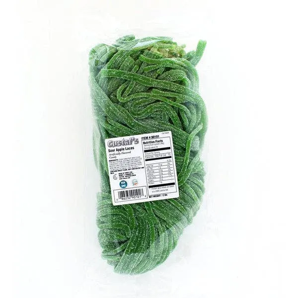 Gerrit's Sour Green Apple Shoestring Licorice Laces - 2lb