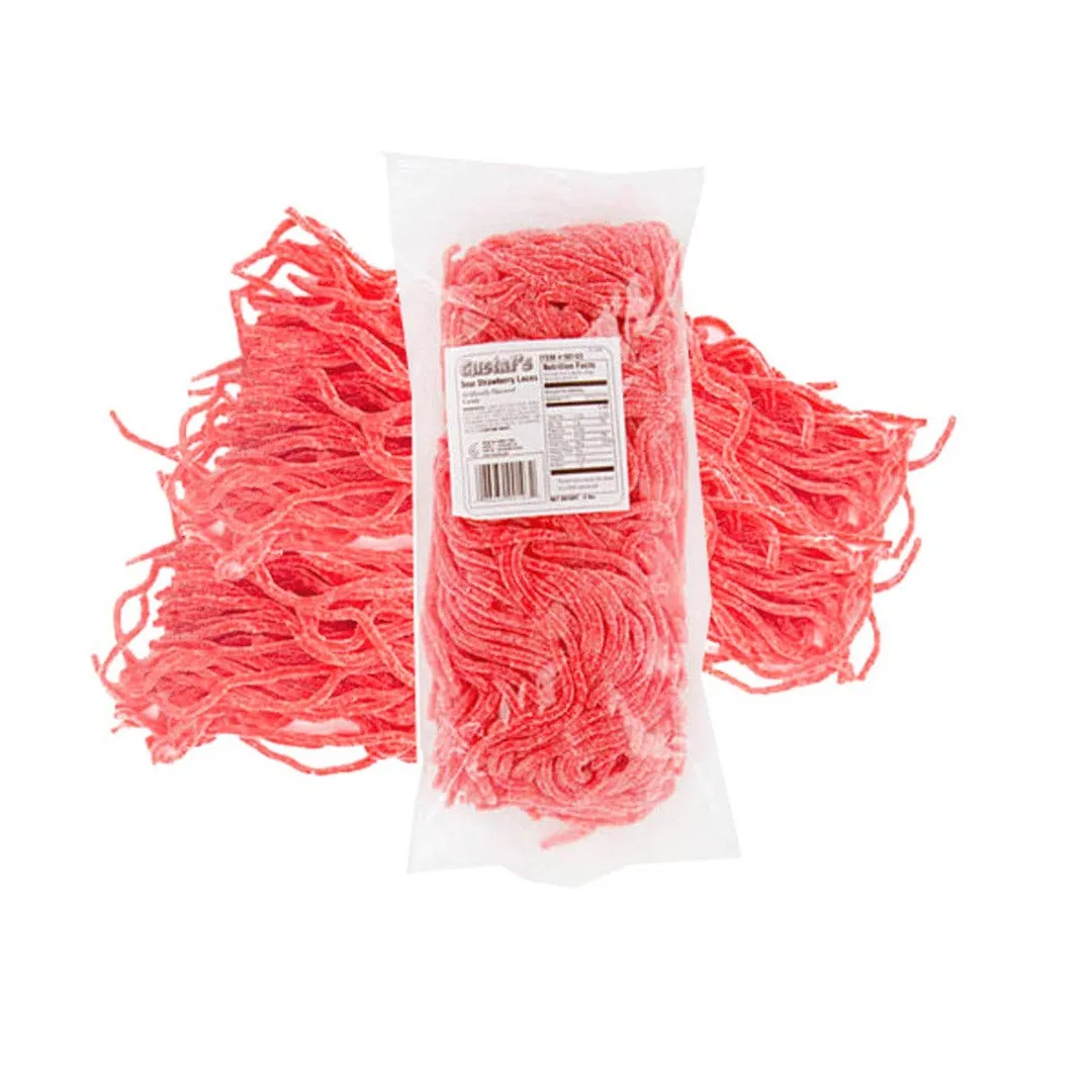 Gerrit's Sour Strawberry Shoestring Licorice Laces - 2lb