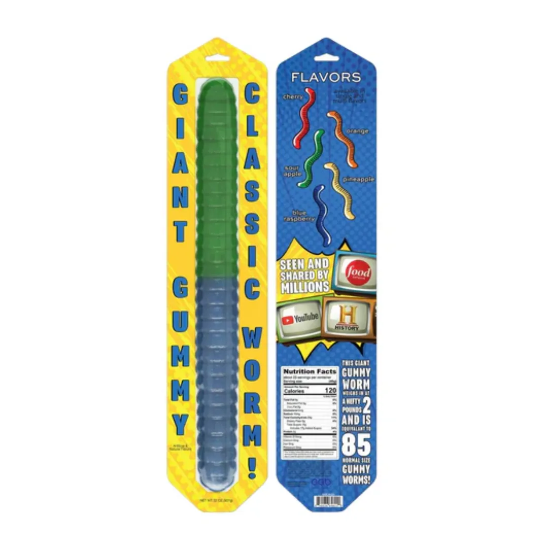 Giant Gummy Worm Peg Blister 2lb - 10/cs