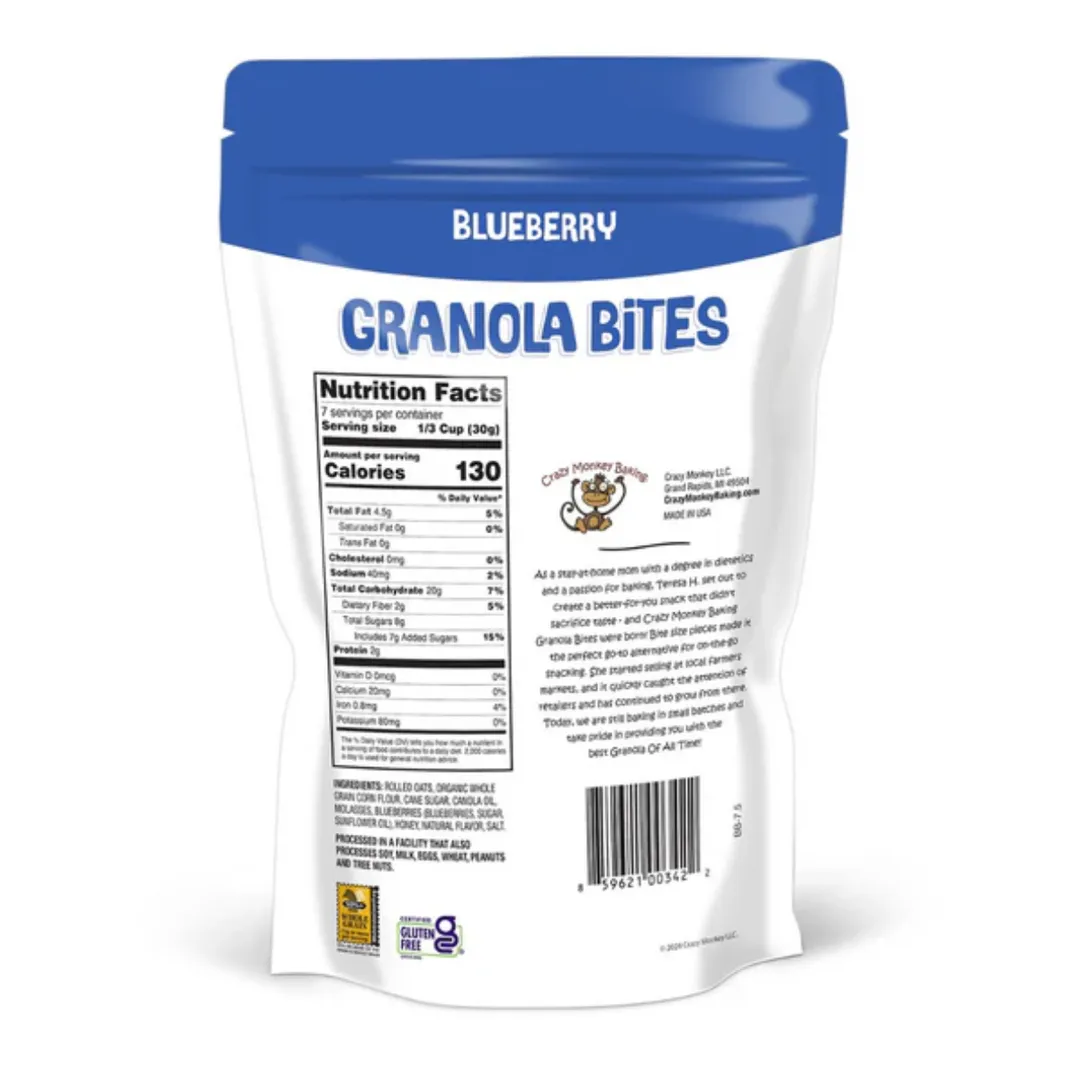Granola Bites Crazy Monkey Baking Blueberry 7.5oz - 6ct