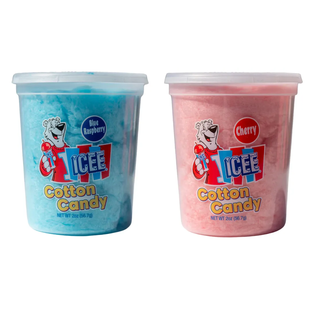 Icee Display Shipper Blue Raspberry & Cherry Cotton Candy Tub 2oz 48ct