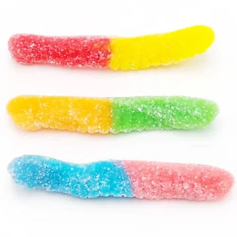 Kervan Gummi Mini Sour Neon Worms Bulk bulk bag 5lb - 1ct