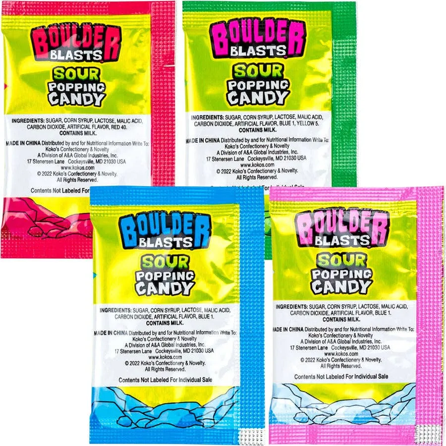 Koko's Sour Boulder Blast Popping Candy 0.03oz - 1000ct