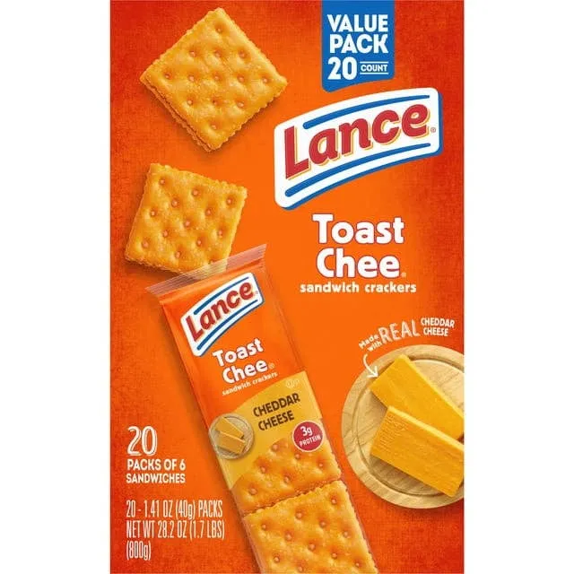 Lance Sandwich Crackers ToastChee Cheddar 1.41oz - 20ct
