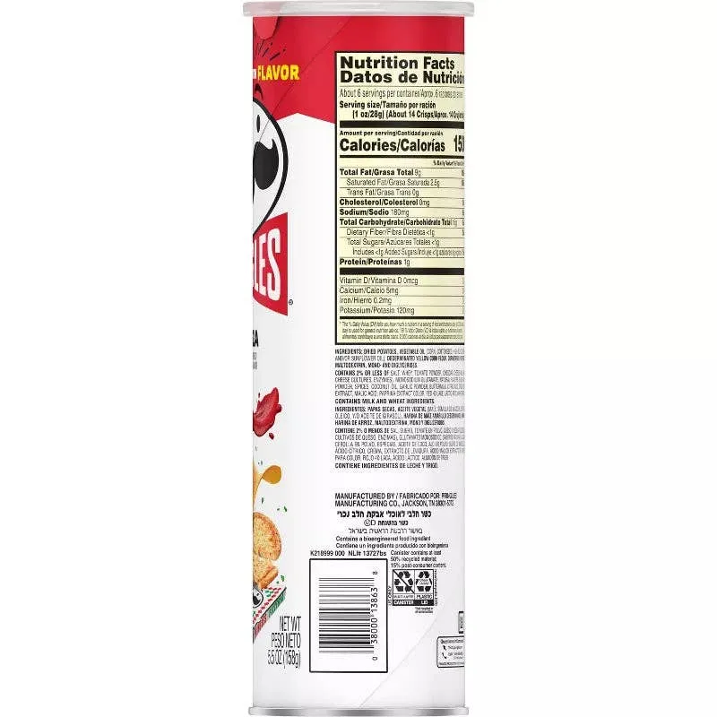 Pringles Pizza Flavored Potato Crisps Chips 5.5oz - 14ct