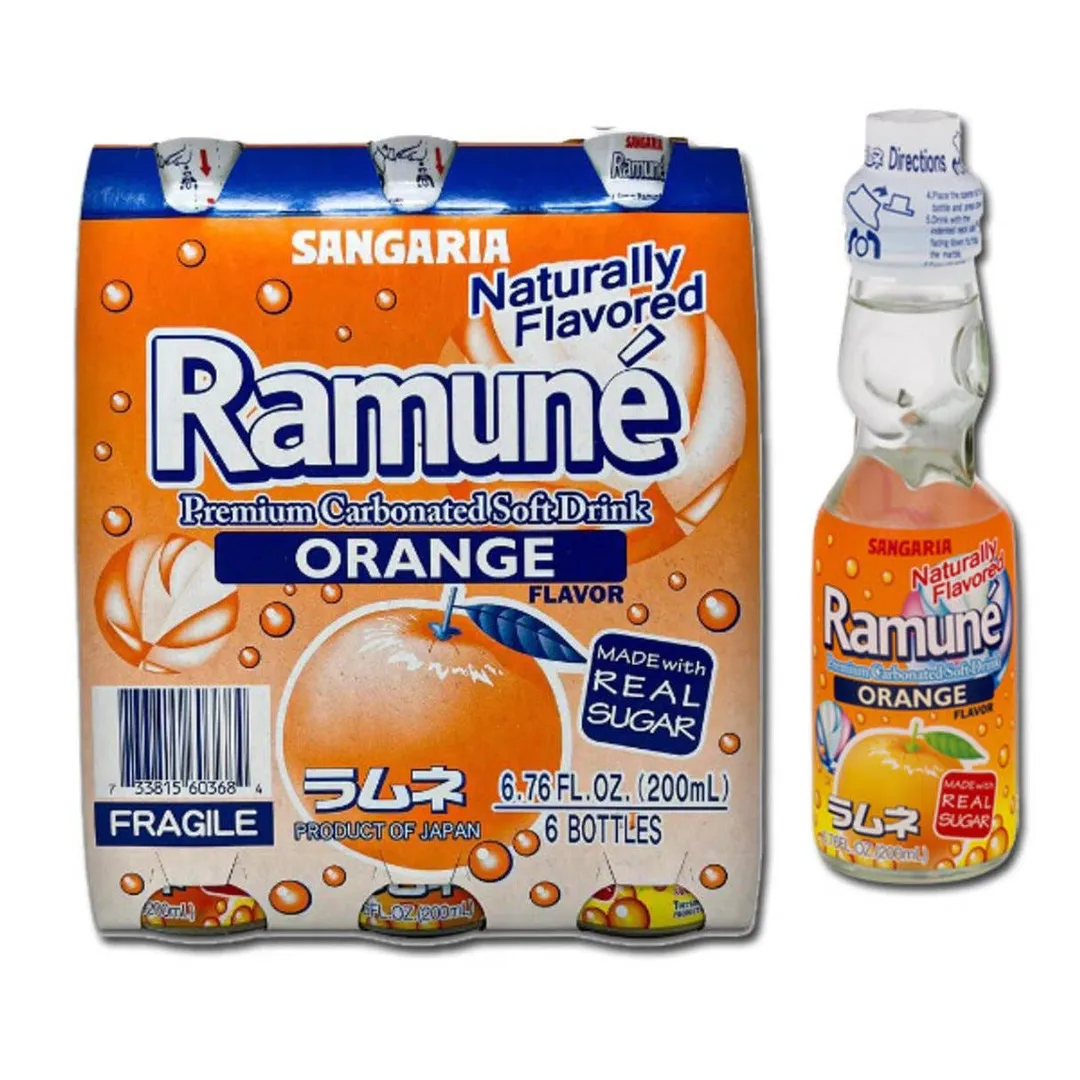 Sangaria Orange Ramune 6.76oz - 6ct