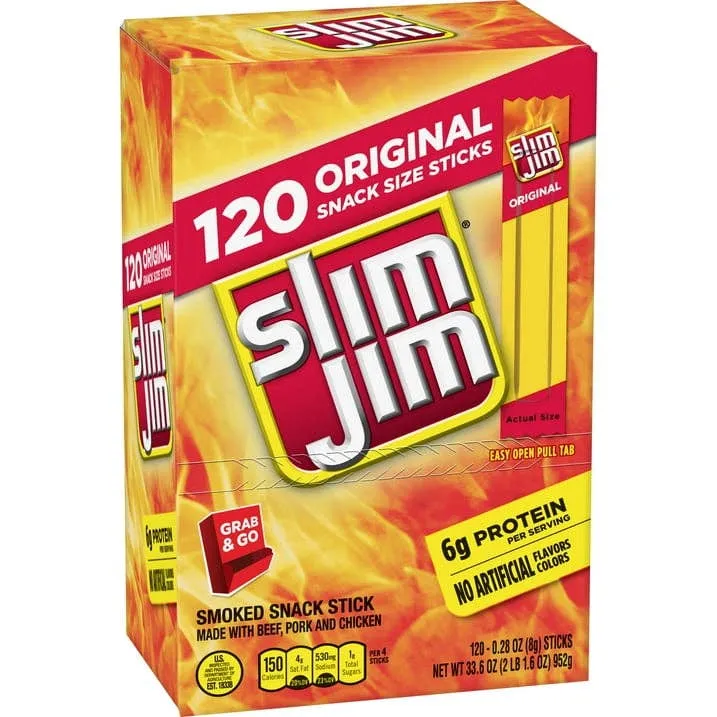Slim Jim Snack Stick Original 0.28oz - 120ct