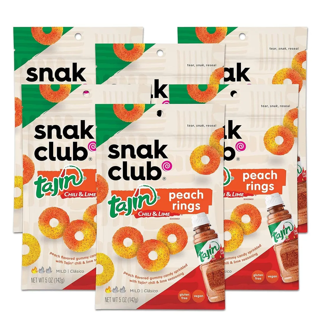 Snak Club Tajin Gummy Peach Rings 5oz - 6ct