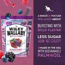 Wiley Wallaby Soft & Chewy Blasted Berry Licorice 10oz -10ct