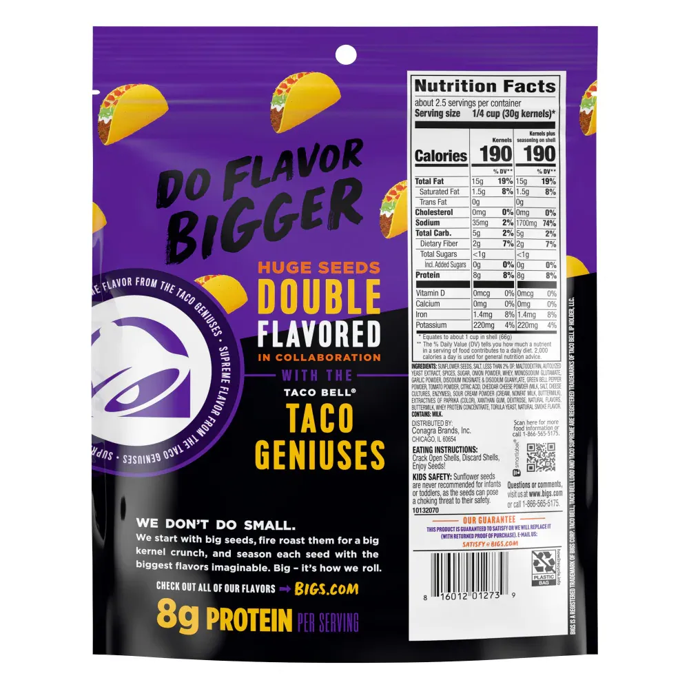 Bigs Taco Bell Supreme Sunflower Seeds 5.35oz - 12ct