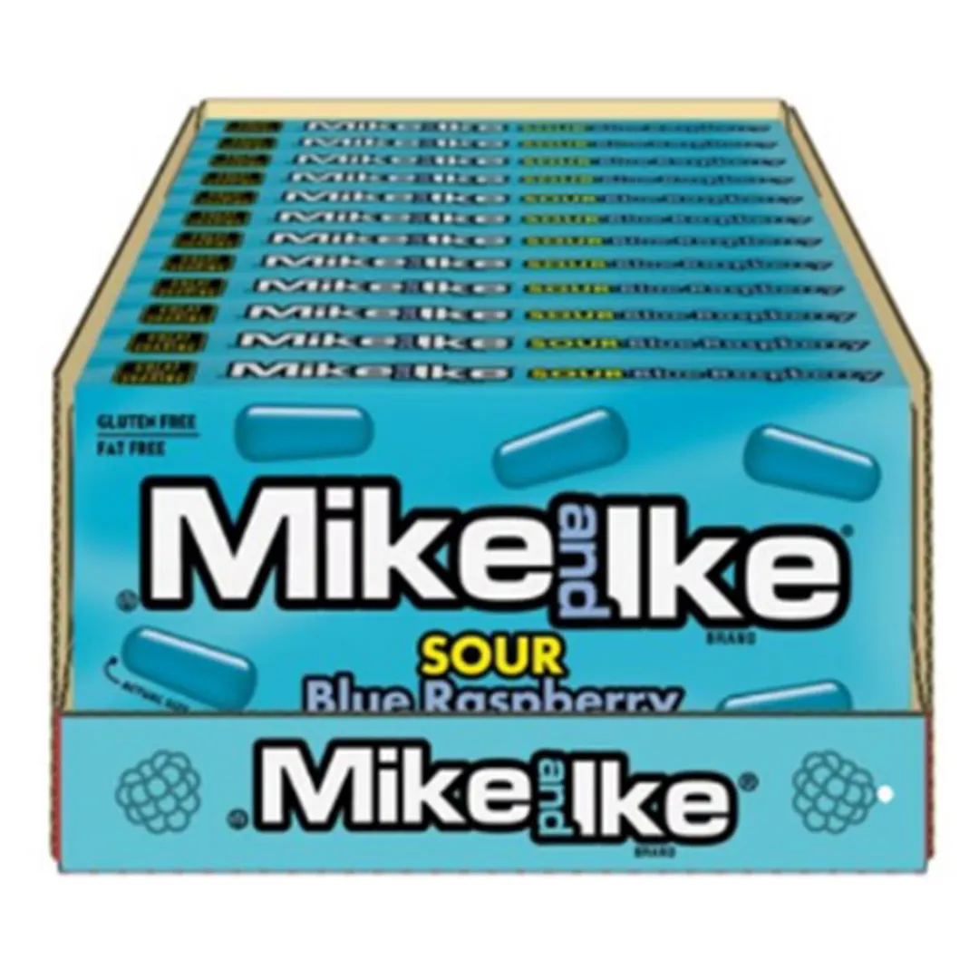 Mike and Ike Sour Blue Raspberry Theater Box 4.25oz - 12ct