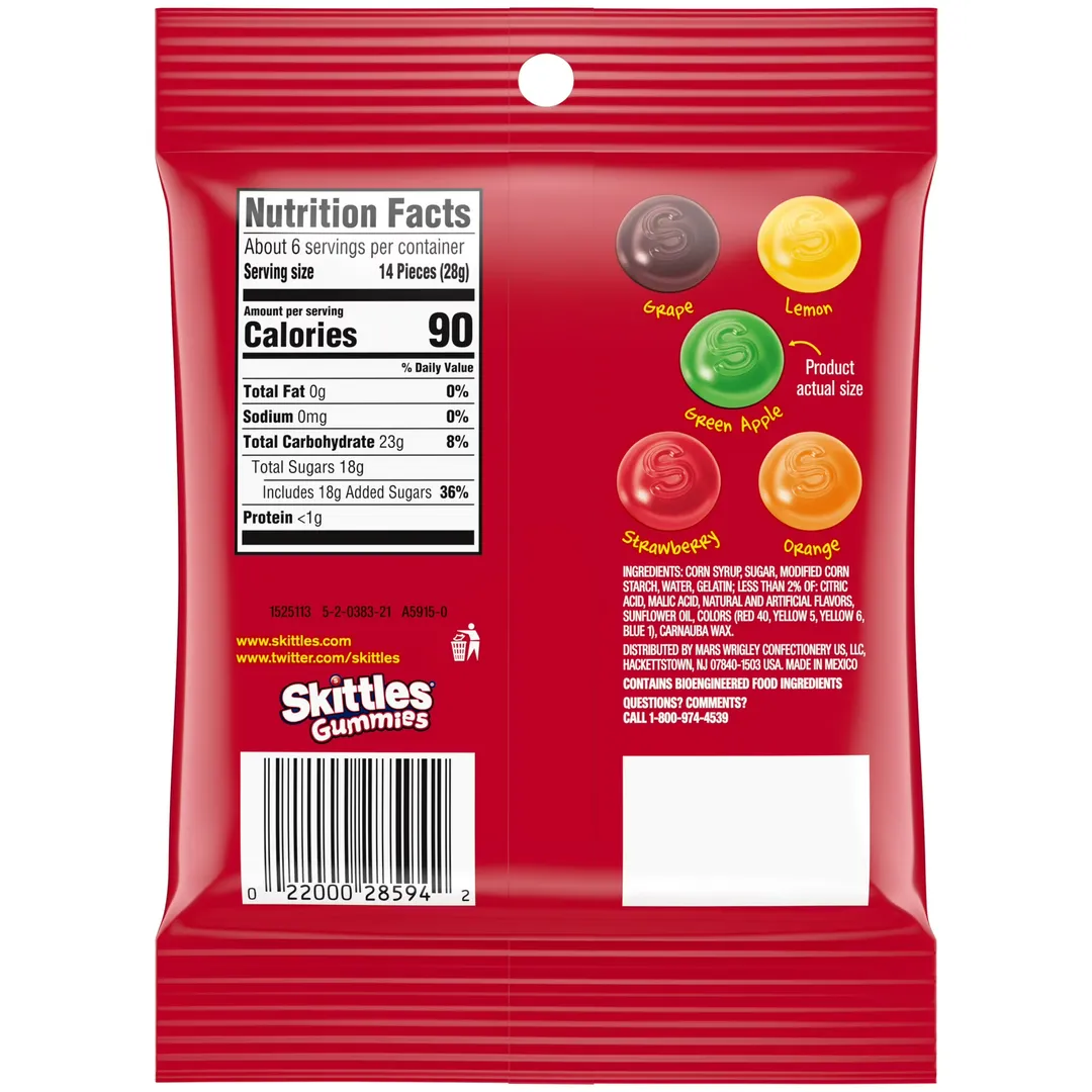 Skittles Gummies Original Peg Bag 5.8oz-12ct