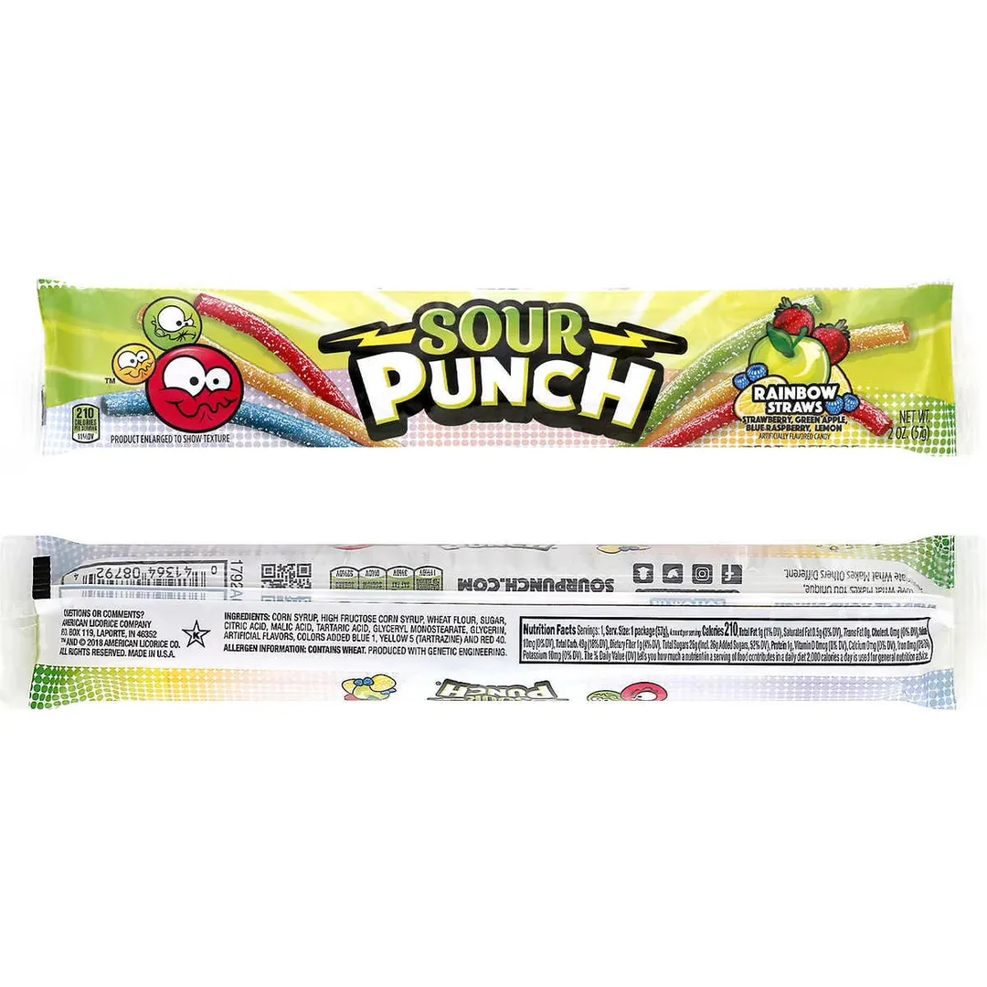 Sour Punch Rainbow Straws 2oz - 24ct