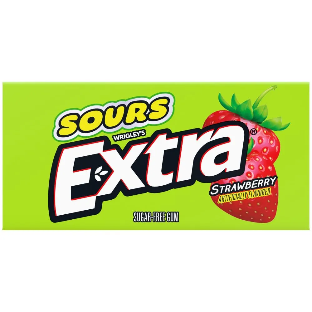 Extra Sugar Free Gum Sour Strawberry - 15pc / 10ct