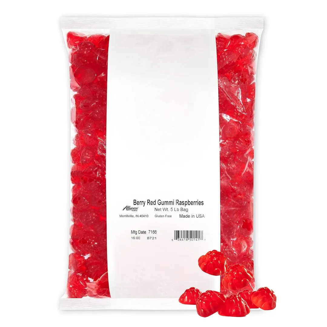 Albanese Gummi Raspberry Berry Red Bulk - 5lb