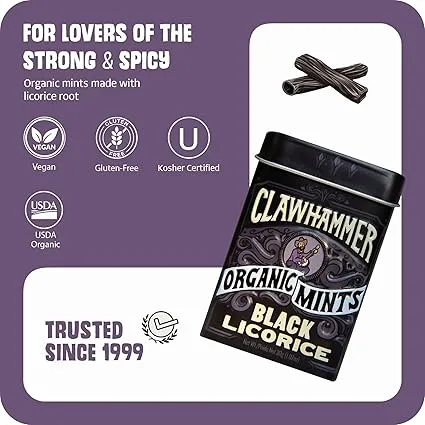 Big Sky Clawhammer Organic Mints Black Licorice 1.07oz - 144ct