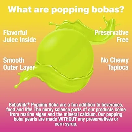 BobaVida Green Apple Slime Licker Sour Popping Boba Pearls 3oz - 10ct