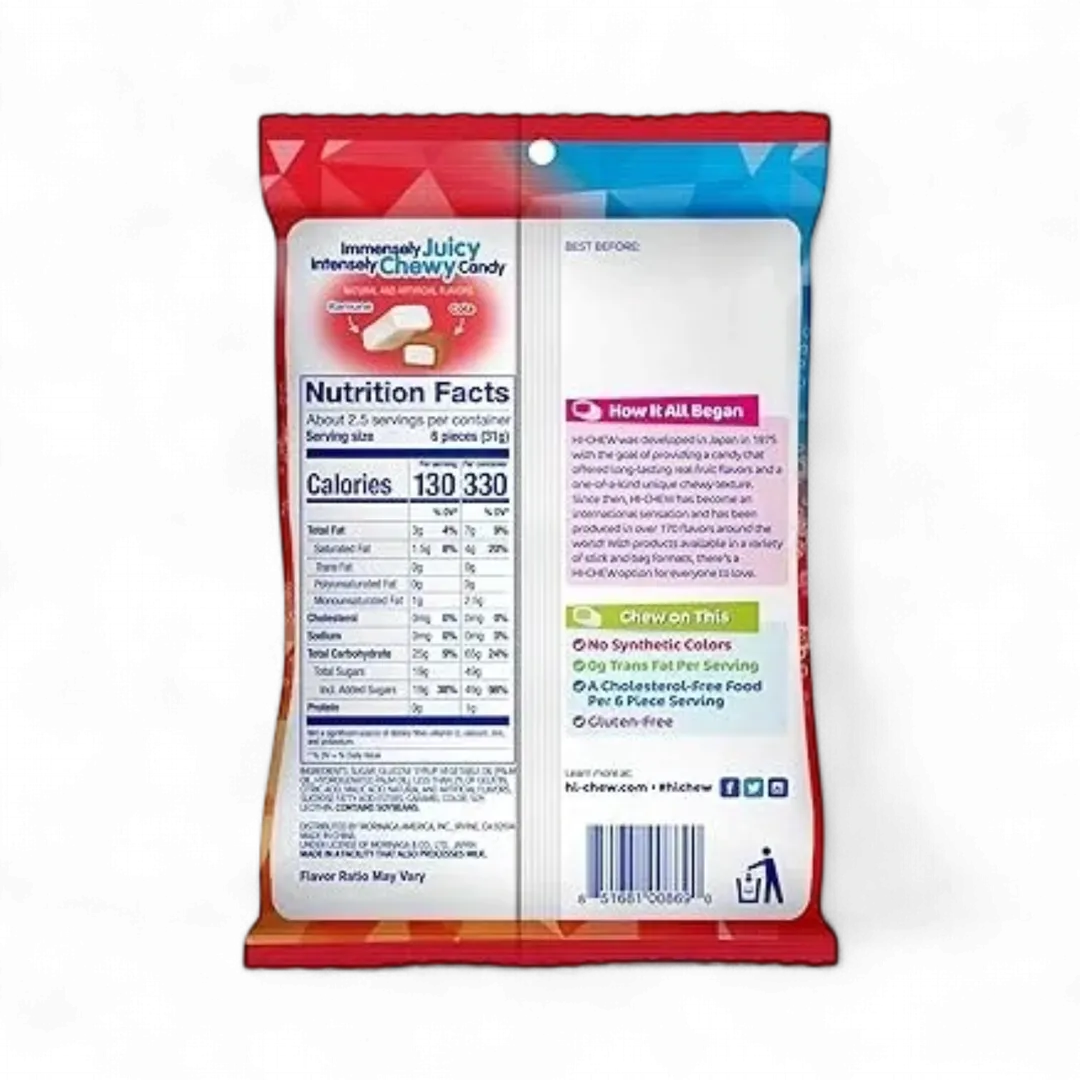 Hi Chew Soda Pop Mix Cola Flavors Peg Bag 2.82oz - 6ct