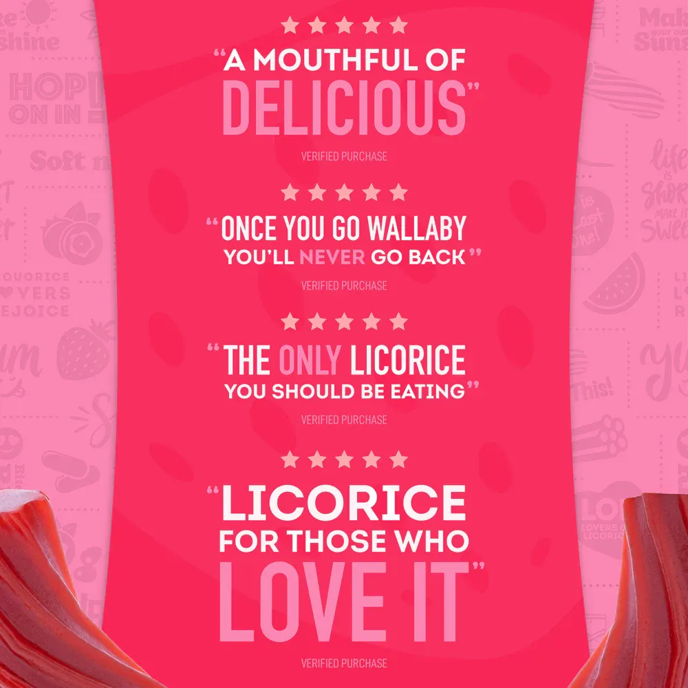 Wiley Wallaby Soft & Chewy Strawberry Licorice 10oz -  10ct