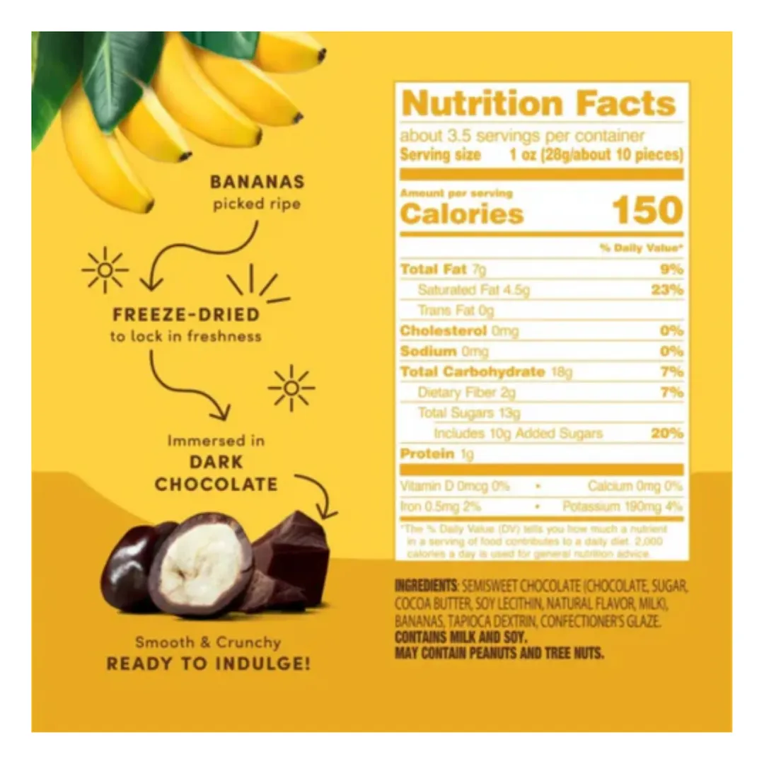 Tru Fru Nature's Bananas in Dark Chocolate 3.4oz - 6ct