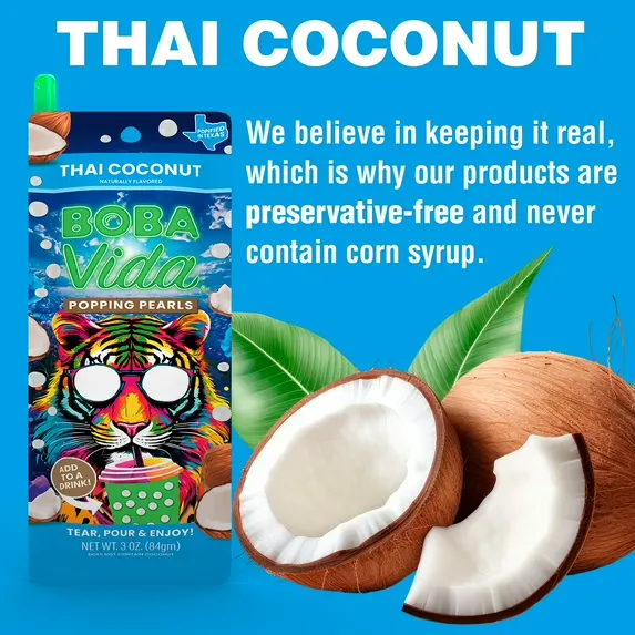 BobaVida Thai Coconut Popping Pearls 3oz - 10ct