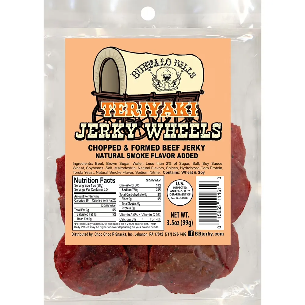 Buffalo Bill's Teriyaki Jerky Wheels 64pc - 16oz