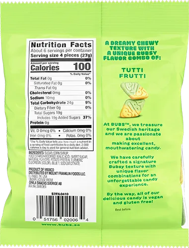 BUBS Sour Tutti Frutti Diamond Foam Candy 5.5oz - 8ct