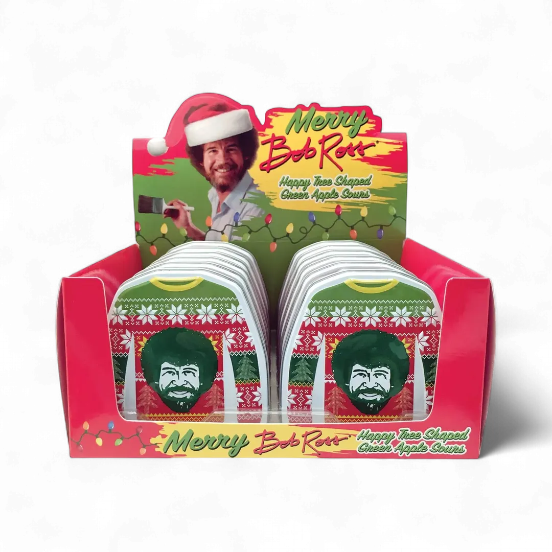 Boston America Bob Ross Ugly Xmas Sweater Candy Tins 1.5oz - 12ct