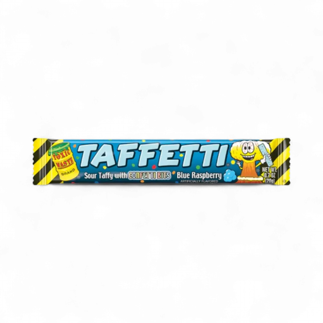 Toxic Waste Blue Raspberry Taffetti Sour Taffy 0.7oz - 24ct