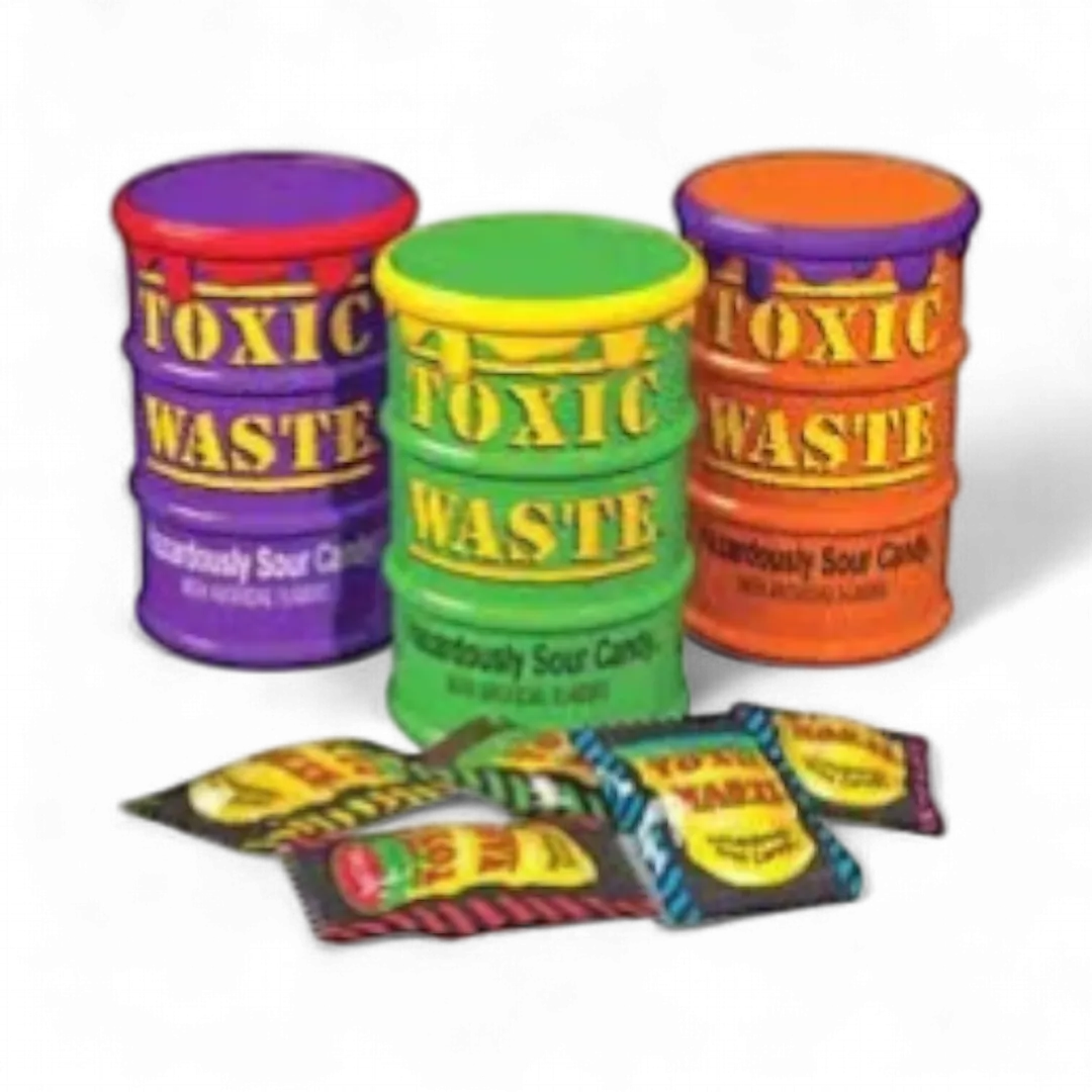 Toxic Waste Colored Drums Candy 1.7oz -  12ct
